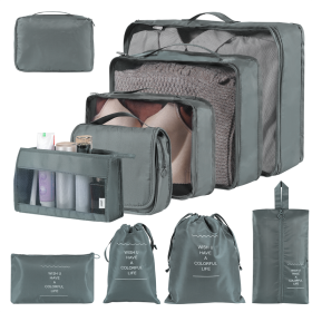 Home Fashion Simple Solid Color Storage Bag (Option: Gray-10Set)